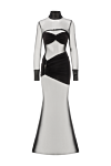 Khela Long sleeve maxi dress with bustier bodice under translucent mesh - drapery. 90% polyester, 10% elastane. Fastener: zipper. Country of manufacture: Italy. Care: specialized cleaning - photo 1