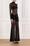 Khela Long sleeve maxi dress with bustier bodice under translucent mesh - drapery. 90% polyester, 10% elastane. Fastener: zipper. Country of manufacture: Italy. Care: specialized cleaning - photo 3