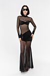 Long sleeve maxi dress with bustier bodice under translucent mesh Khela - drapery. 90% polyester, 10% elastane. Fastener: zipper. Country of manufacture: Italy. Care: specialized cleaning - photo 8