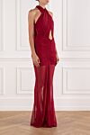 Khela Forbidden Mesh Maxi Dress in Burgundy - Decoration: gathers at front and back. 90% polyester, 10% elastane. zip at back and non-slip silicone lining. Country of manufacture: Italy. Care: specialized cleaning - photo 3