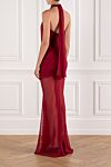 Forbidden Mesh Maxi Dress in Burgundy Khela - Decoration: gathers at front and back. 90% polyester, 10% elastane. zip at back and non-slip silicone lining. Country of manufacture: Italy. Care: specialized cleaning - photo 4