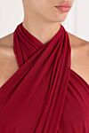 Khela Forbidden Mesh Maxi Dress in Burgundy - Decoration: gathers at front and back. 90% polyester, 10% elastane. zip at back and non-slip silicone lining. Country of manufacture: Italy. Care: specialized cleaning - photo 5