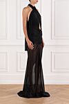 Khela Forbidden Black Mesh Maxi Dress - Decoration: gathers at front and back. 90% polyester, 10% elastane. zip at back and non-slip silicone lining. Country of manufacture: Italy. Care: specialized cleaning - photo 3