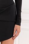 Black mini dress with asymmetrical cutout on the thigh Khela - Decoration: asymmetrical neckline, draping. 90% polyester, 10% elastane. back zip and non-slip silicone lining. Country of manufacture: Italy. Care: specialized cleaning - photo 6