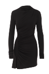 Khela Black ribbed mini dress with draped detail and slit - draping. 80% polyester, 20% elastane. back zip and non-slip silicone lining. Country of manufacture: Italy. Care: specialized cleaning - photo 1