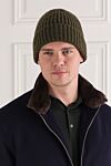 Шапка із суперм'якого та теплого кашеміру зелена в рубчик Loro Piana - рубчик. 100% кашемір. Країна виробник: Італія. Догляд: спеціалізоване чищення - фото 2