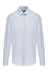 Gucci Blue cotton shirt for men - small stripe pattern. 100% cotton. Closure: buttons. Country of manufacture: Italy. Care: specialized cleaning - photo 1