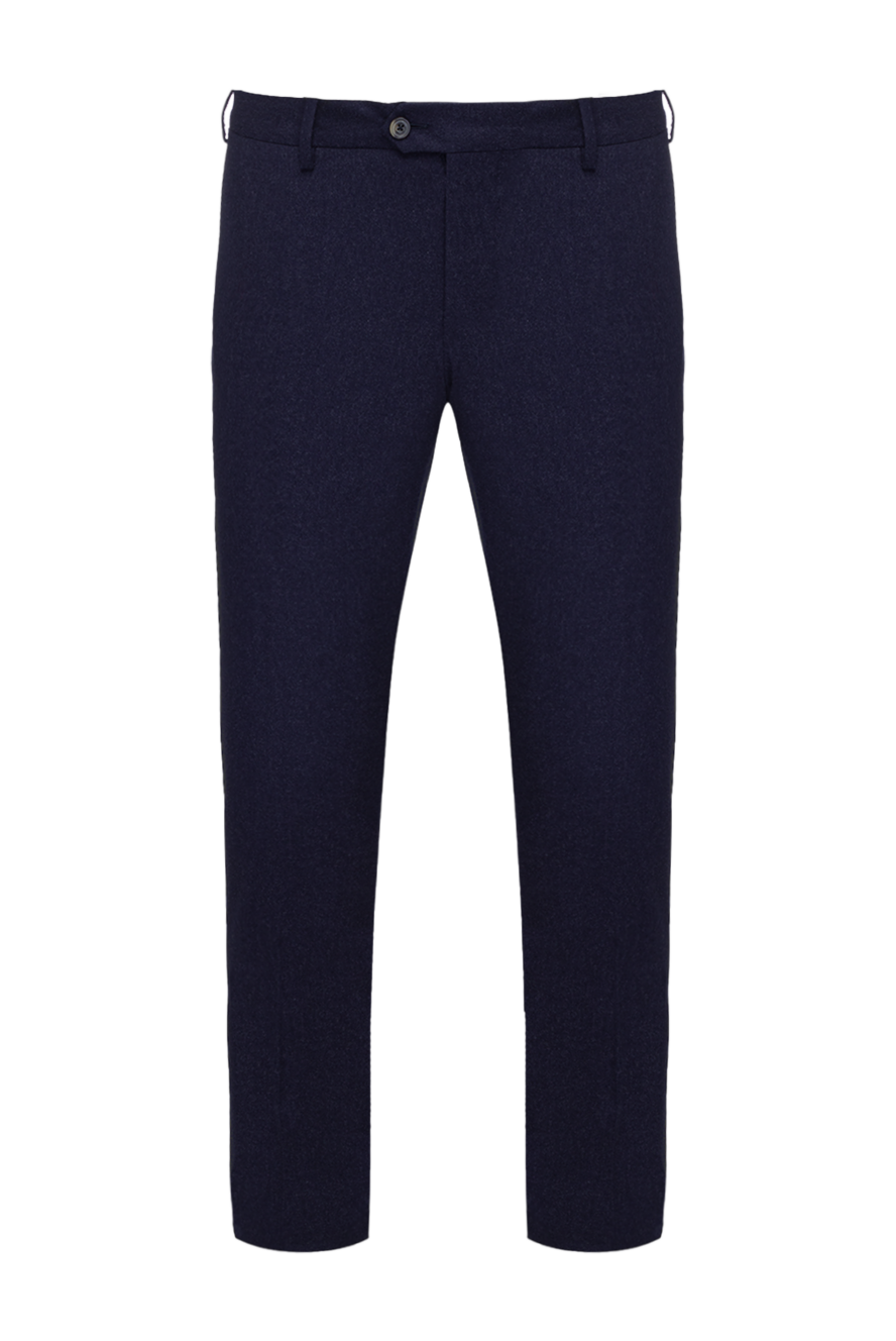 Cesare di Napoli Blue wool trousers for men - 100% wool. Closure: button, zipper. two side pockets, two back pockets. Lining: lining parts 100% cotton. Country of manufacture: Italy. Care: specialized cleaning - photo 1