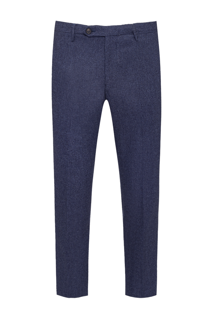 Drumohr Blue wool trousers for men - small check pattern. 100% wool. zipper, button. two side pockets, two back pockets. Country of manufacture: Italy. Care: specialized cleaning - photo 1