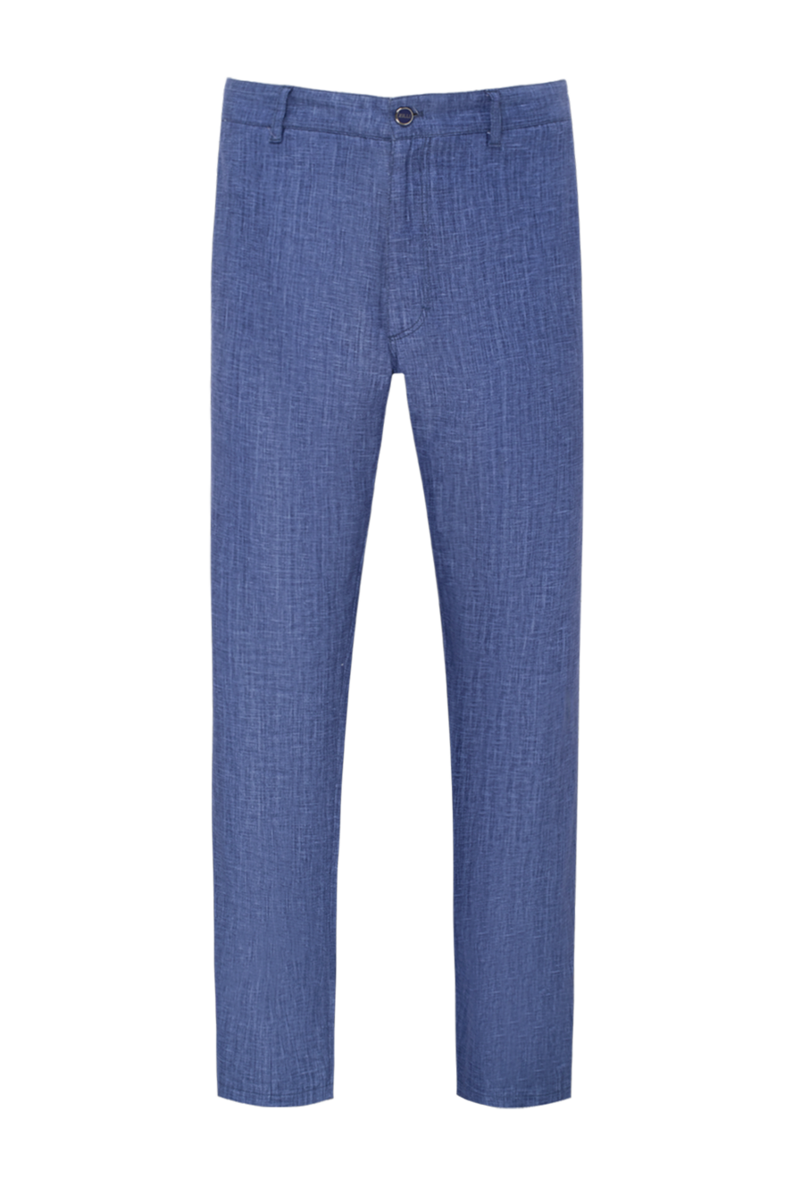 Zilli Men's blue linen trousers - 100% linen. Closure: button, zipper. two side, two back pockets. Country of manufacture: Italy. Care: specialized cleaning - photo 1