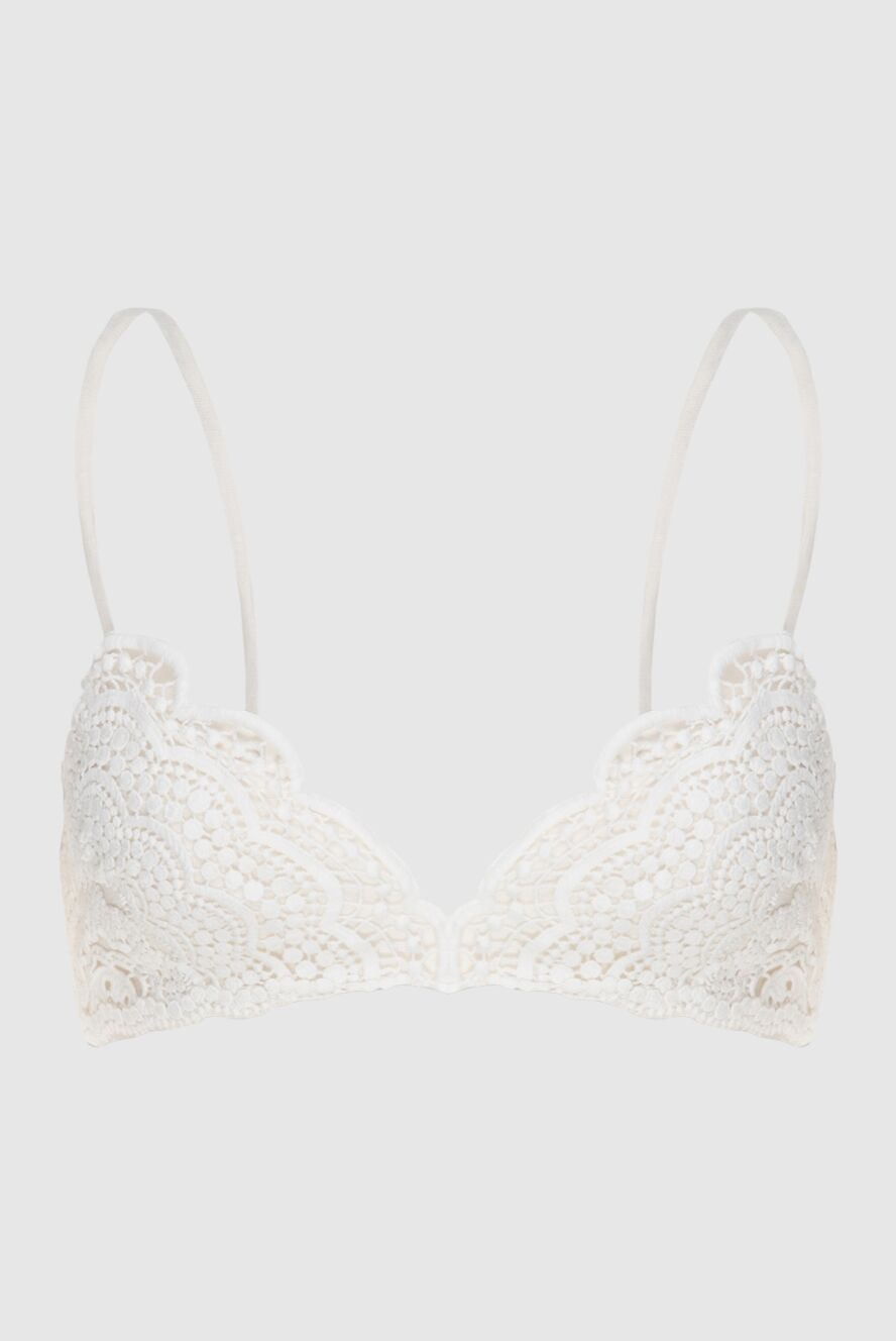 Zimmermann Women's bralette white with lace - lace, adjustable straps, elastic back. linen, silk. Country of manufacture: Italy. Care: specialized cleaning - photo 1