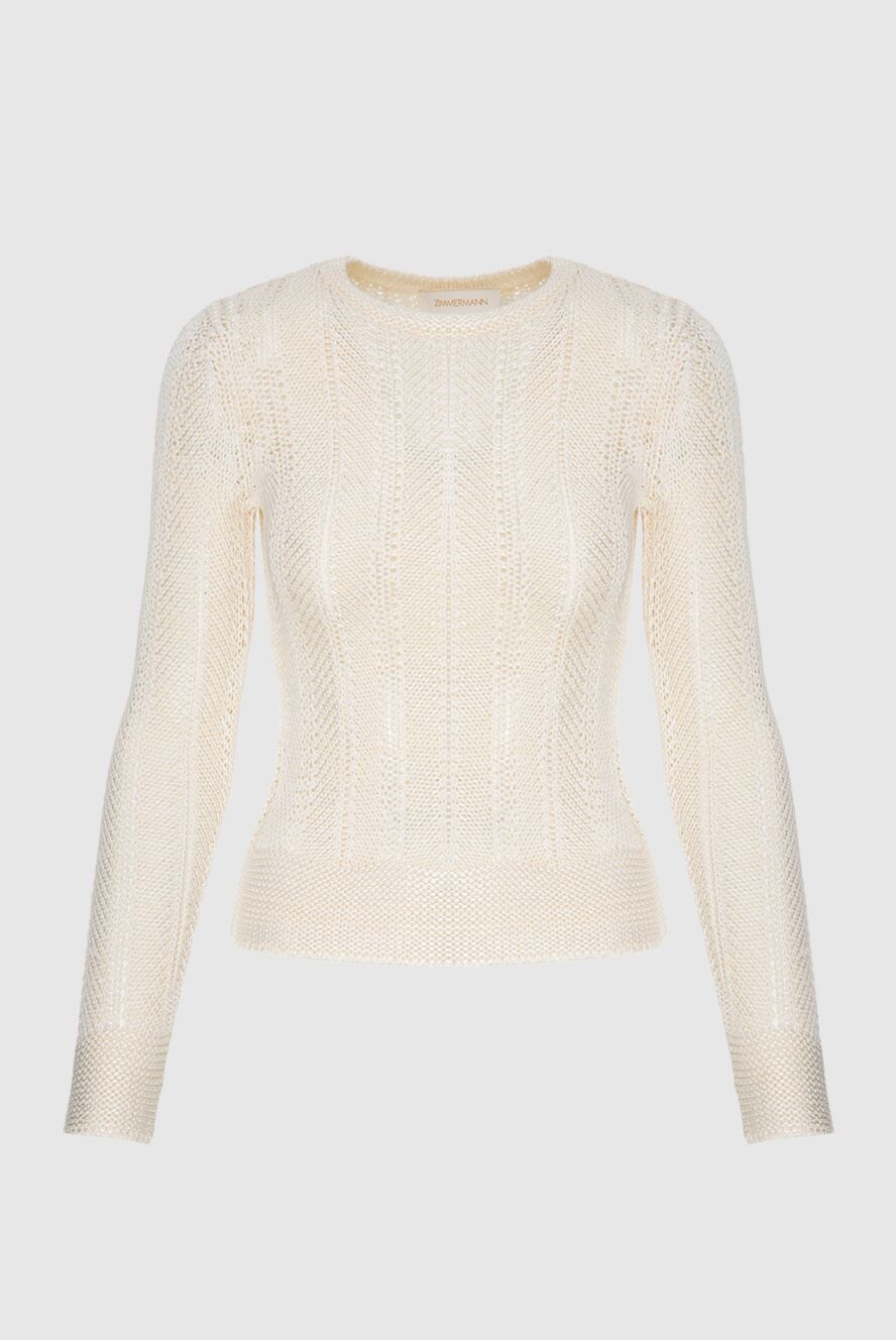 Zimmermann Women's beige jumper in textured knit - Decoration: textured knit. 85% viscose, 15% cotton. Country of manufacture: Italy. Care: specialized cleaning - photo 1