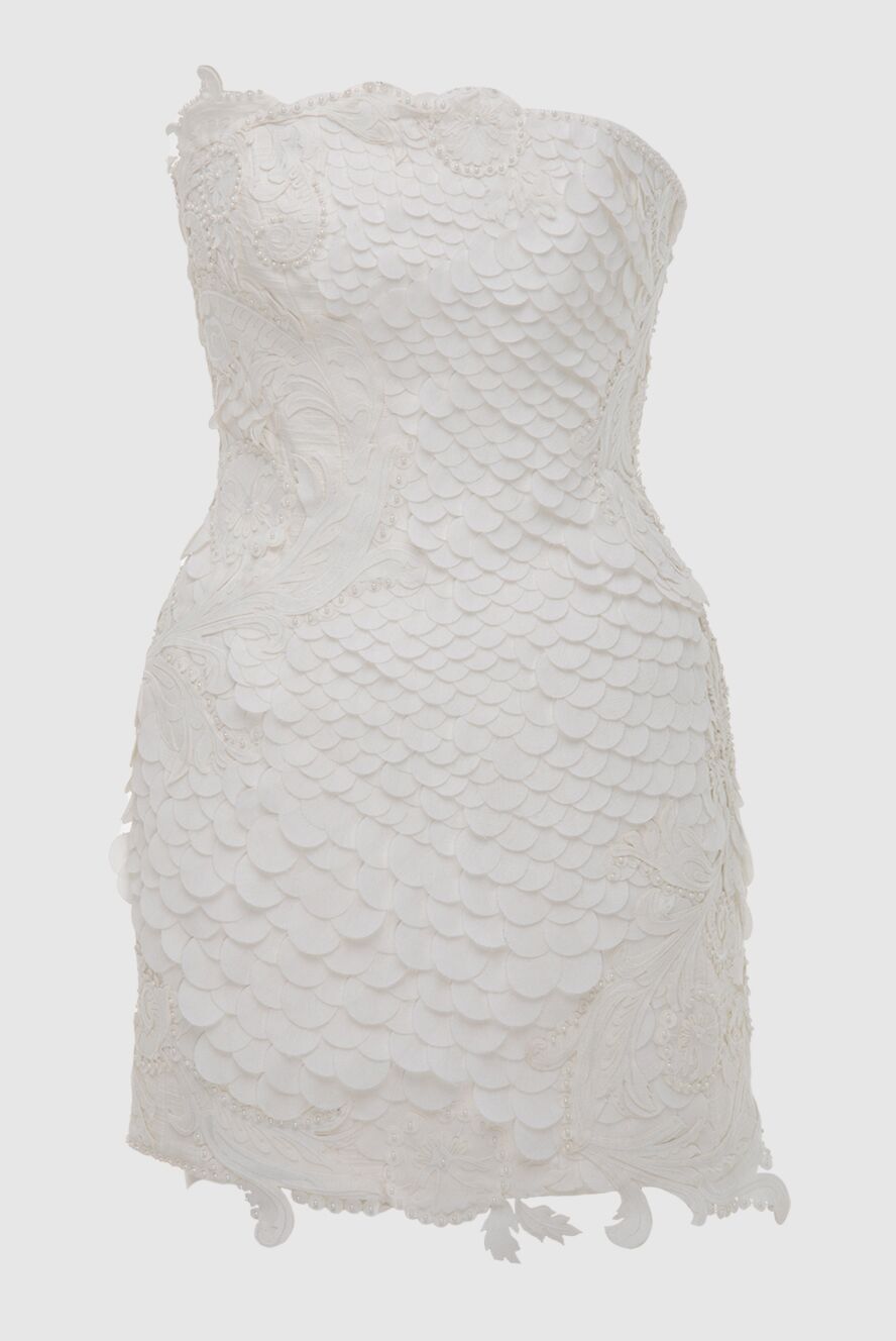 Zimmermann Women's white mini bustier dress with lace - strapless, regilin decor. cotton, linen. hidden zipper. Country of manufacture: Italy. Care: specialized cleaning - photo 1