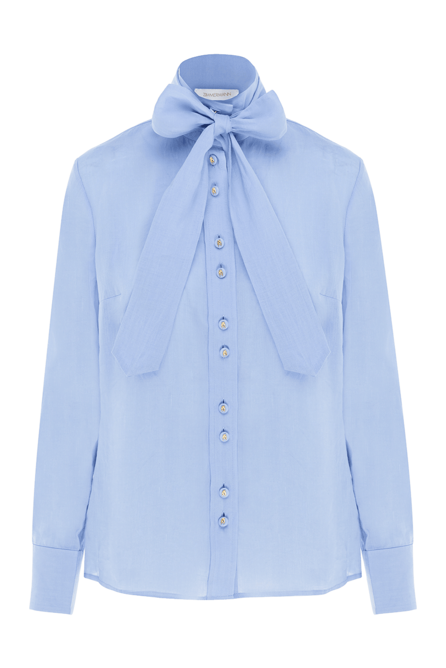 Zimmermann Blouse made of cotton for women blue - bow. 100% cotton. Closure: buttons. Country of manufacture: Italy. Care: specialized cleaning - photo 1