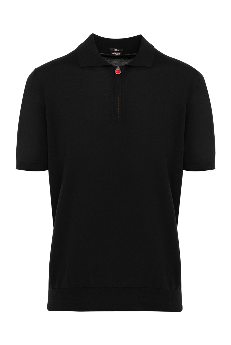 Kiton Men's black cotton polo - Decor: brand logo. Composition: 100% cotton. Closure: zipper. Country of manufacture: Italy. Care: specialized cleaning - photo 1