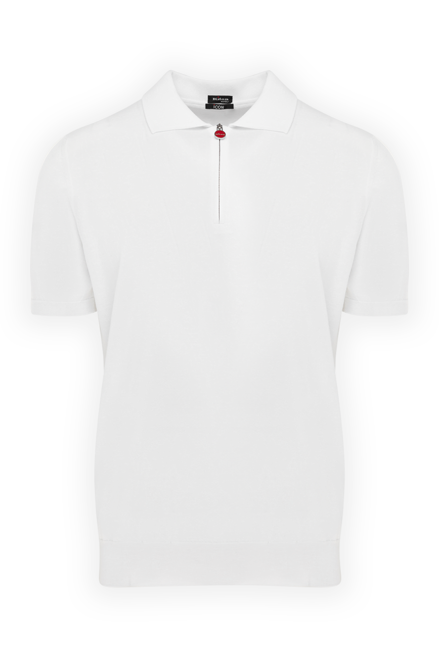 Kiton Men's white cotton polo - Decor: brand logo. Composition: 100% cotton. Closure: zipper. Country of manufacture: Italy. Care: specialized cleaning - photo 1