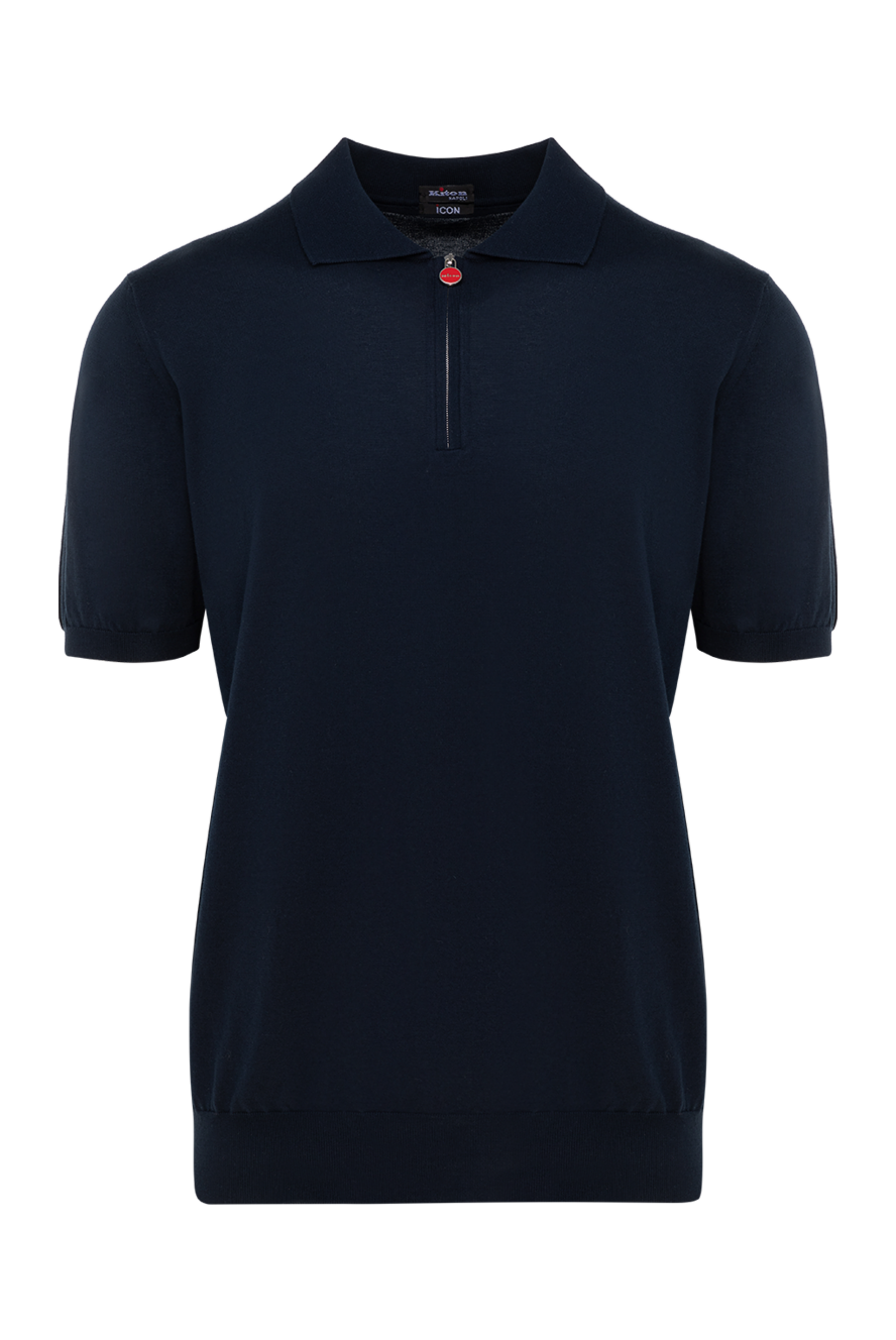 Kiton Men's blue cotton polo - Decor: brand logo. Composition: 100% cotton. Closure: zipper. Country of manufacture: Italy. Care: specialized cleaning - photo 1