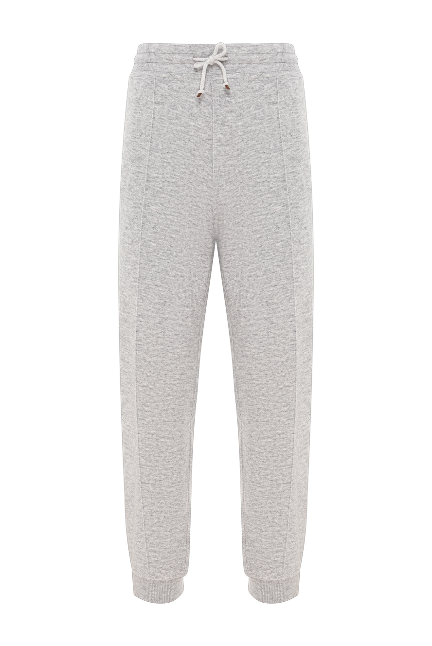 Brunello Cucinelli Premium cashmere and cotton joggers with elastic waistband - Decoration: melange. 57% cashmere, 40% cotton, 3% polyamide. drawstring waistband, zippers. two side pockets, two back pockets. Country of manufacture: Italy. Care: specialized cleaning - photo 1
