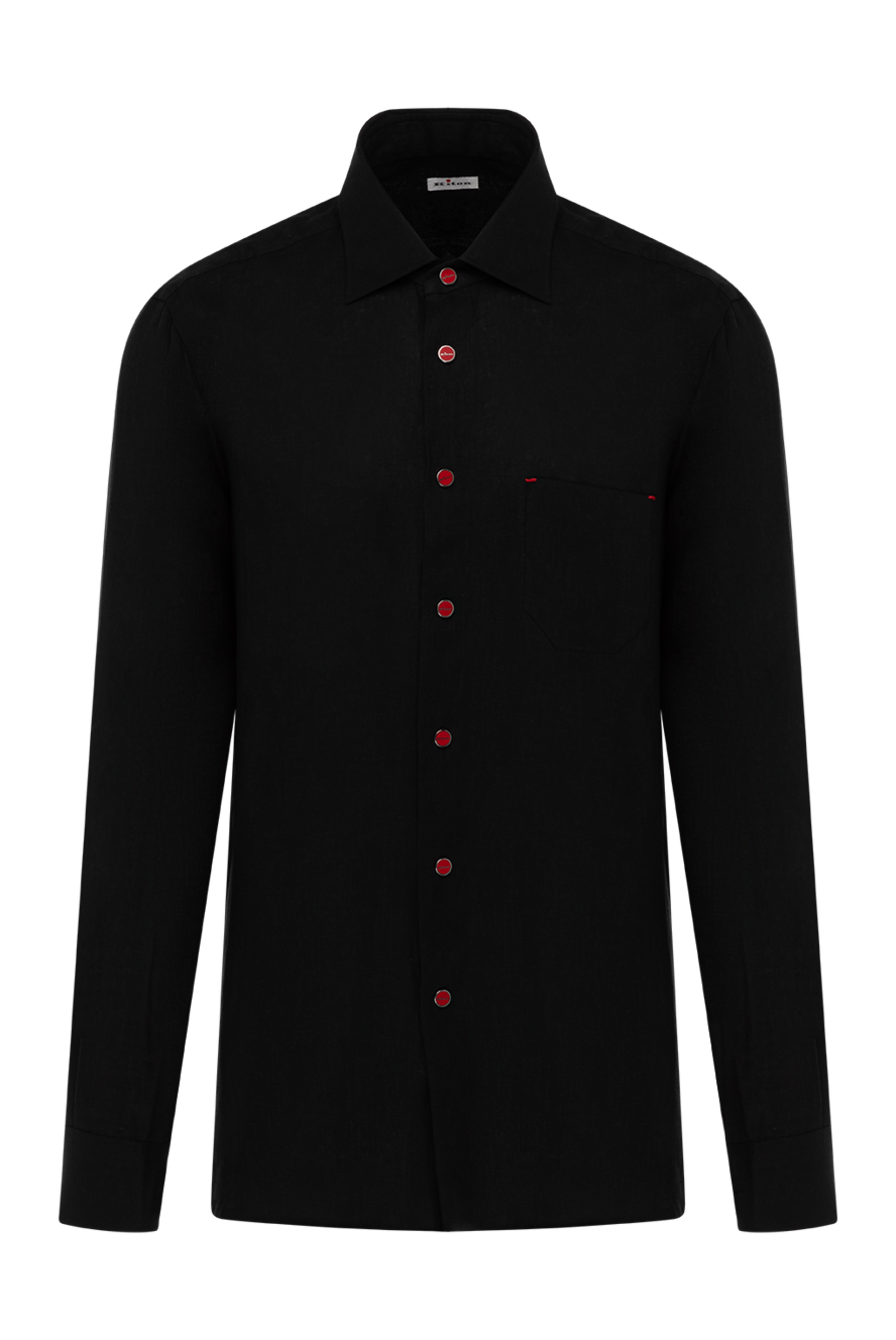 Kiton Men's black linen shirt - Composition: 100% linen. Clasp: buttons. Country of manufacture: Italy. Care: specialized cleaning - photo 1