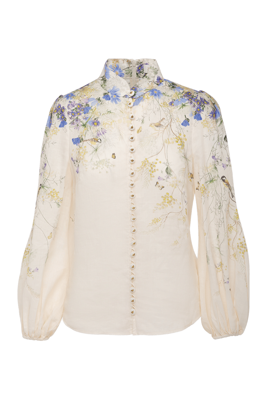 Zimmermann Blouse for women beige - flowers pattern. Closure: buttons. Country of manufacture: Italy. Care: specialized cleaning - photo 1