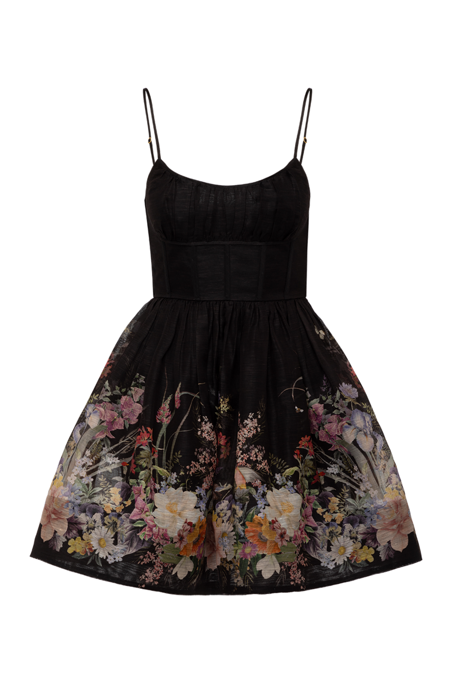 Zimmermann Women's black dress made of linen and silk - flowers print. 53% linen, 47% silk. Country of manufacture: Italy. Care: specialized cleaning - photo 1