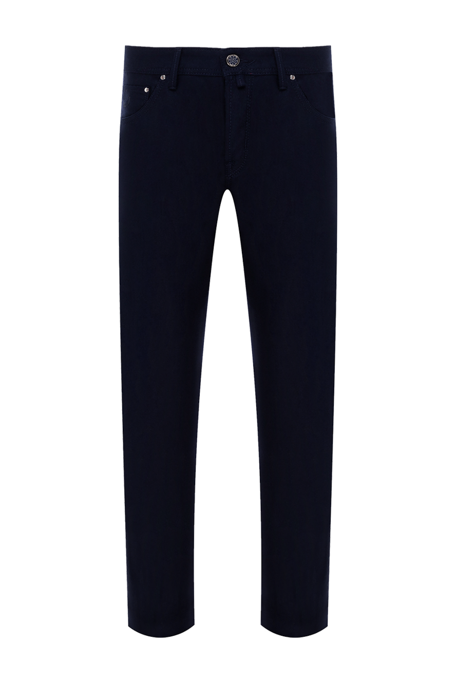 Jacob Cohen Men's blue wool pants in the style of jeans - rivets. 100% wool. zipper, button. two side, two back. Country of manufacture: Italy. Care: specialized cleaning - photo 1