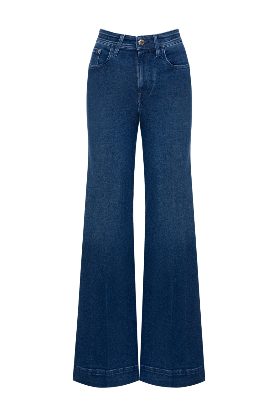 Jacob Cohen Women's blue bell-bottom jeans - 100% cotton. two front pockets, two back pockets. Closure: button, zipper. Country of manufacture: Italy. Care: specialized cleaning - photo 1