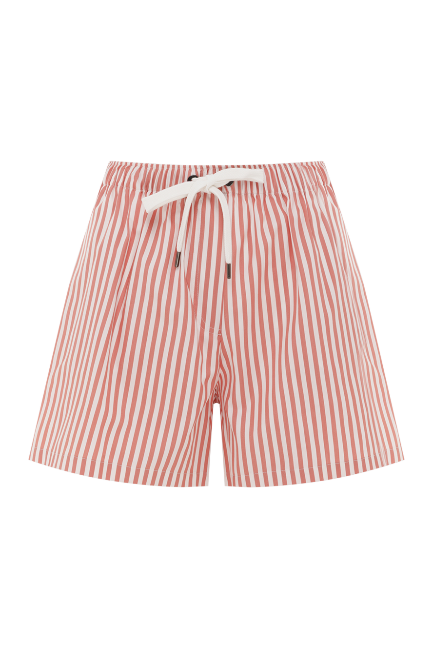 Brunello Cucinelli Striped cotton and silk shorts red women - striped pattern. 81% cotton, 19% silk. Pocket: two side pockets. Fastener: drawstring. Country of manufacture: Italy. Care: specialized cleaning - photo 1