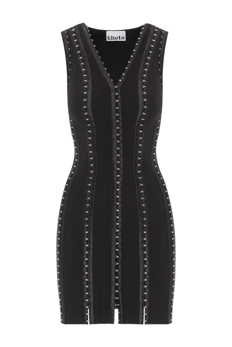 Khela Chaos Magnet dress made of special stretch fabric with hook-and-eye fastening - hooks along the entire length. 90% polyester, 10% elastane. Fastener: hooks. Country of manufacture: Italy. Care: specialized cleaning - photo 1