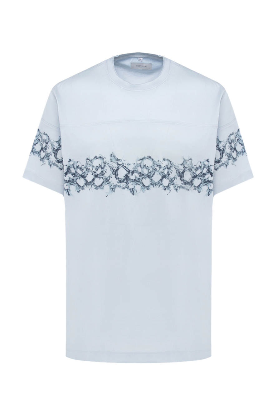 Cortigiani cotton t-shirt gray with artistic print 135141 — Men t-shirts