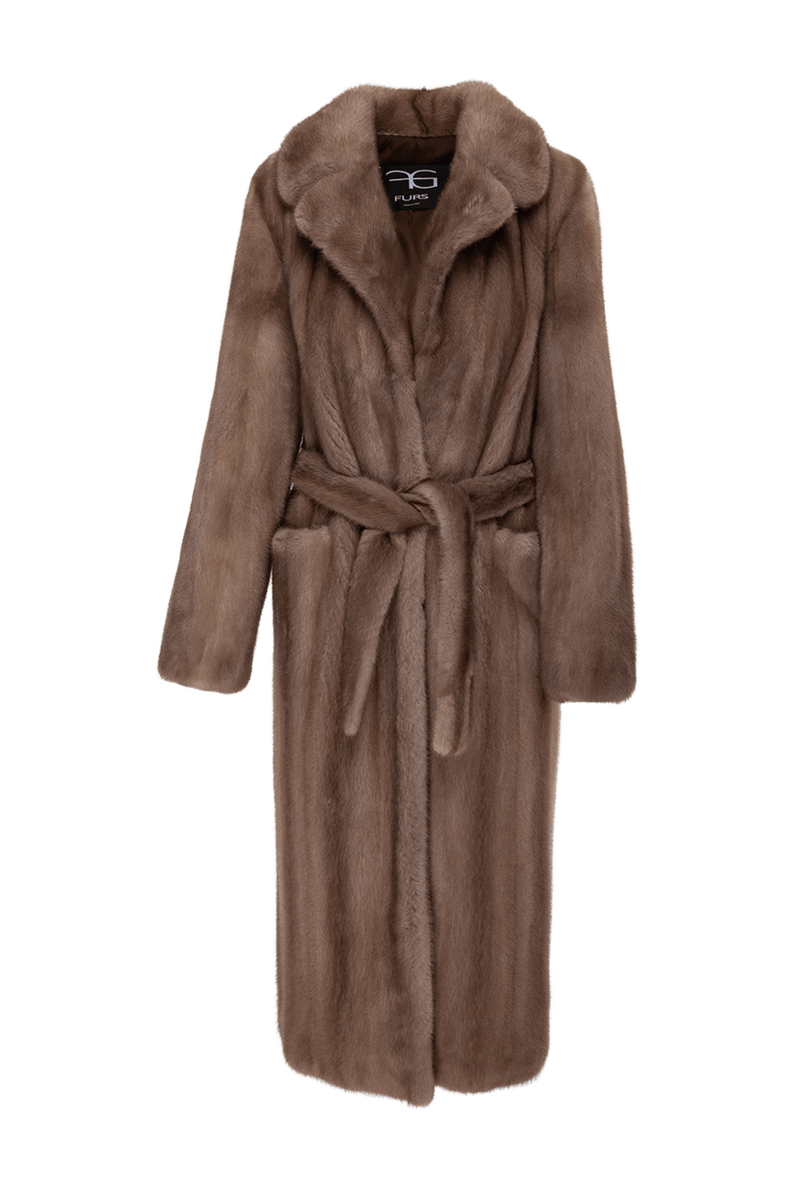 FG Furs women's brown natural mink fur coat 148126 — Women