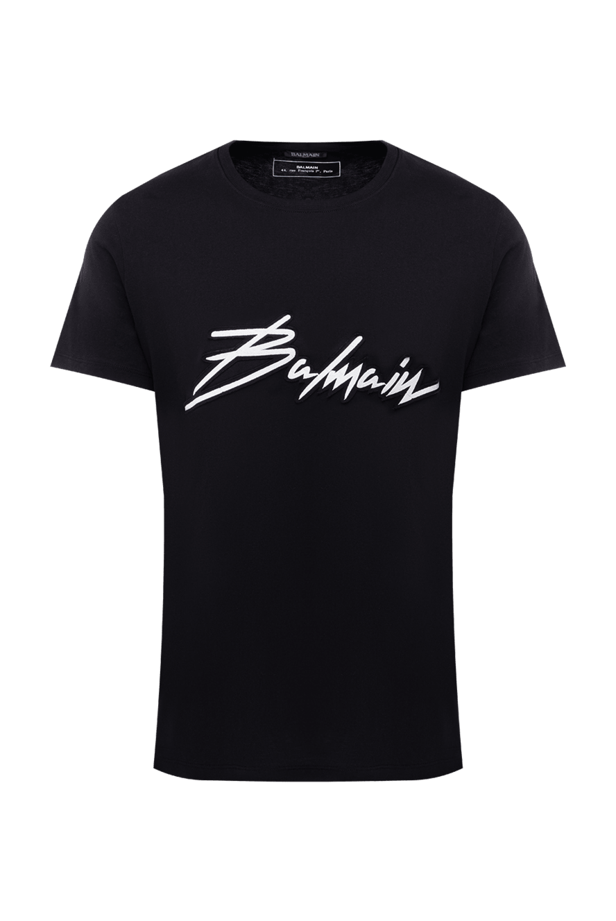 Tシャツ・カットソー Balmain Black Cotton T-Shirt Balmain logo-print Cotton T-shirt | Black | FARFETCH