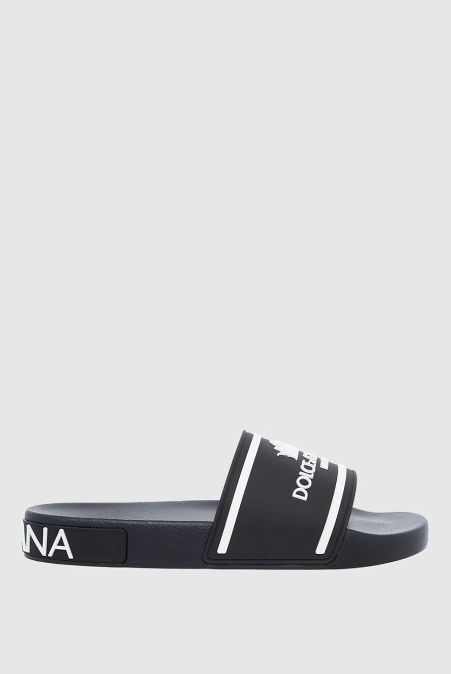 Dolce & Gabbana branded flip flops black with white logo print