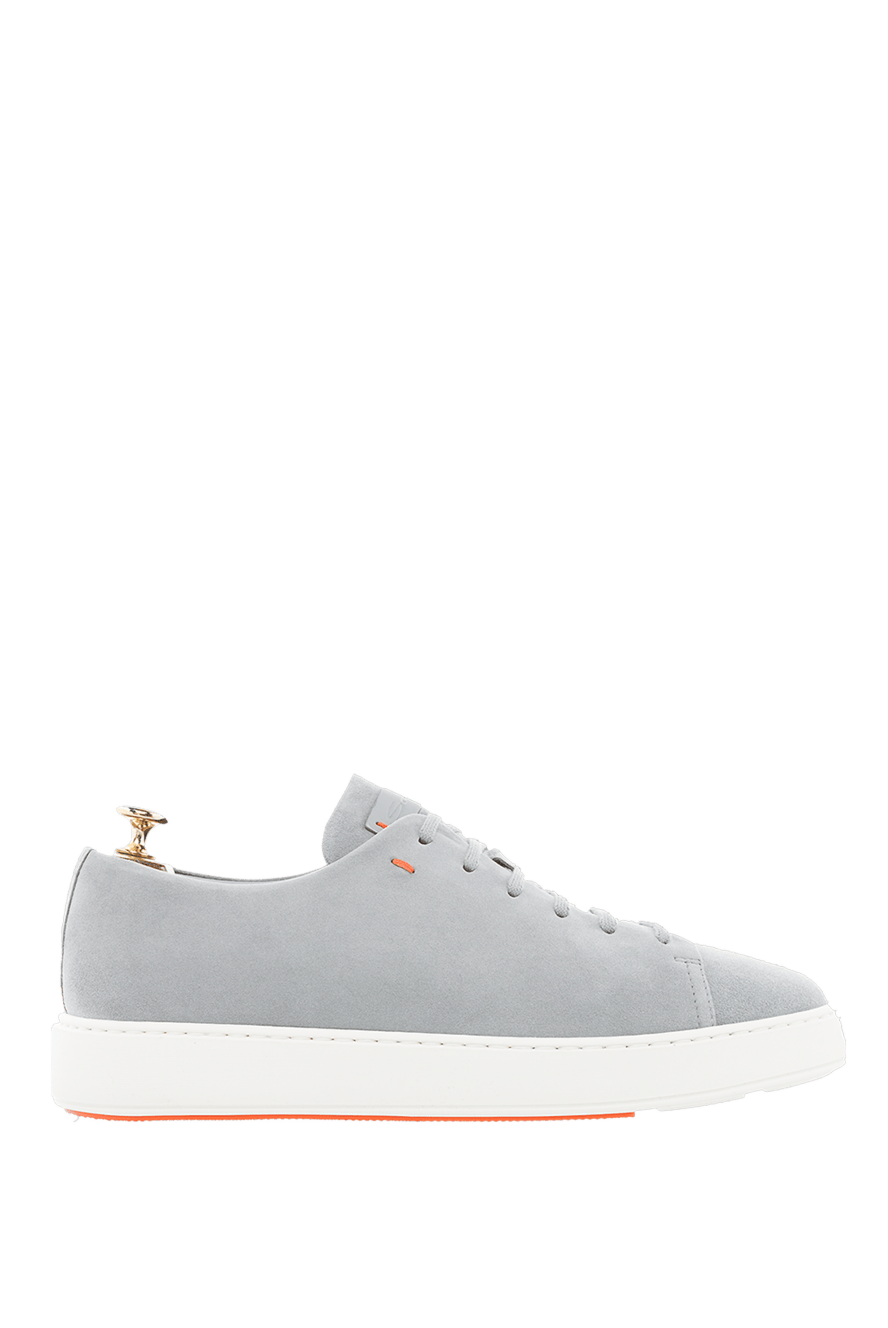 Santoni light grey sneakers in matte nubuck with a minimalist