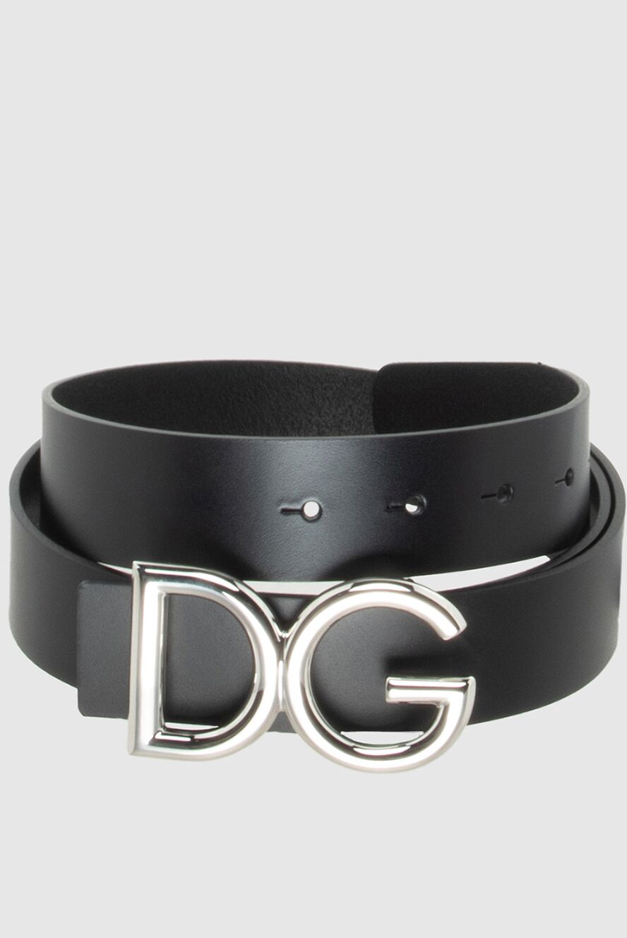 D&G ドルガバ　black lether belt swag DOLCE & GABBANA Belt Black Leather Silver DG Logo Buckle s