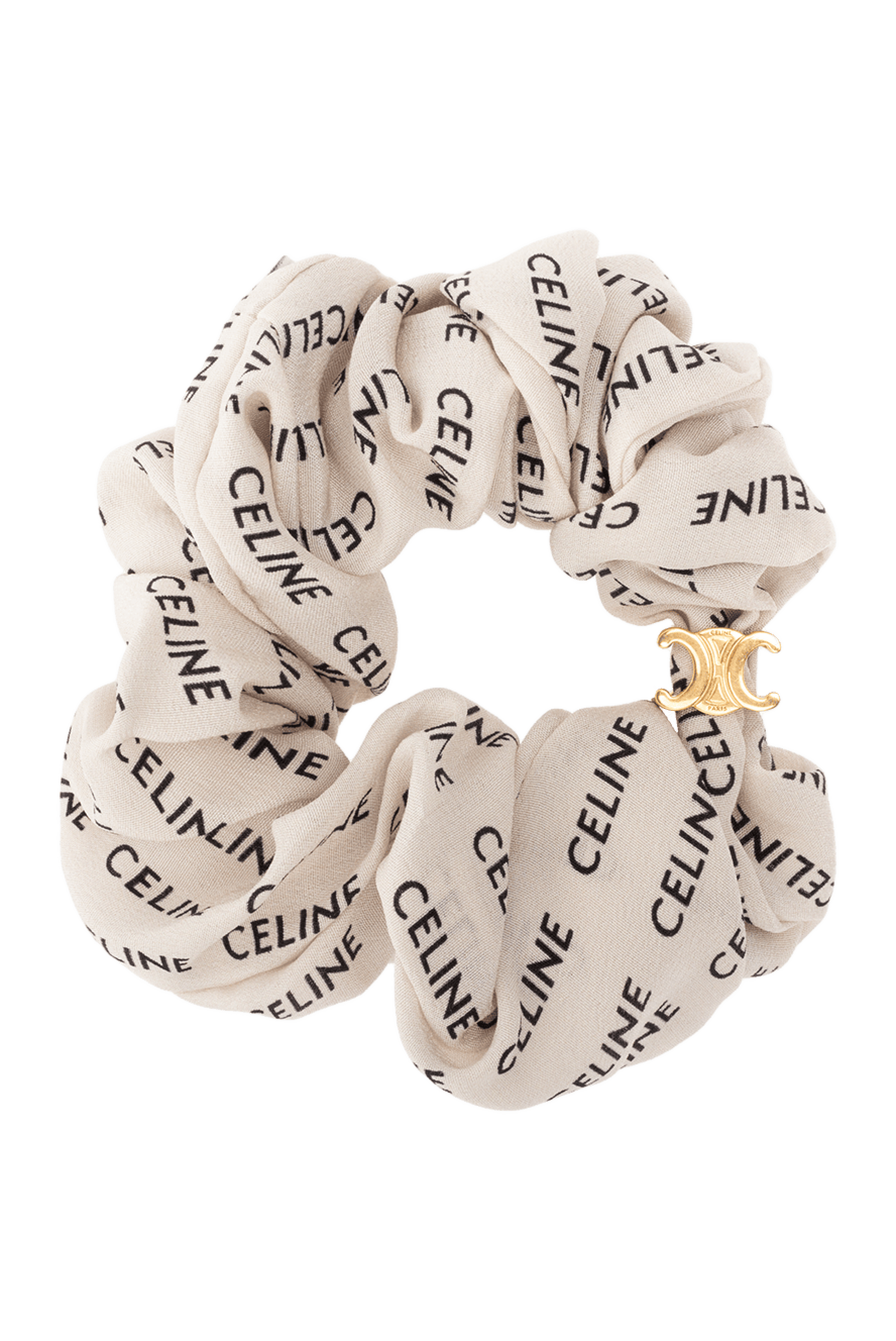 【CELINE】TRIOMPHE SCRUNCHIE●461DK2SIB15IA CELINE MINI TRIOMPHE SCRUNCHY IN SILK AND BRASS WITH GOLD