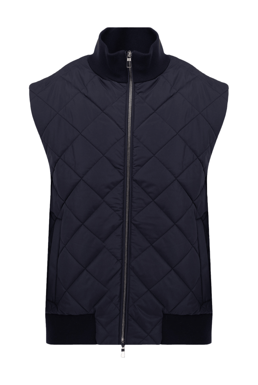 Loro Piana men's dark blue quilted wool vest with zipper 174618