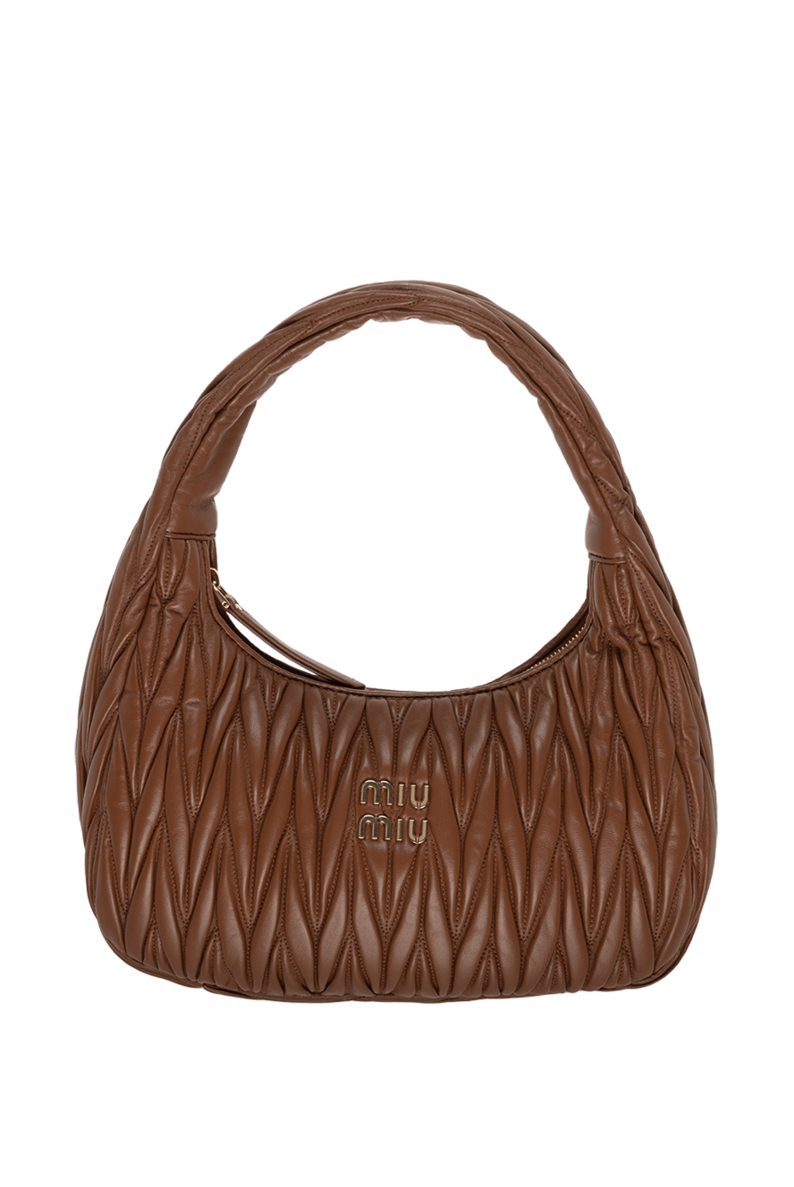 トートバッグ MIU MIU Women Bags 5BB117MON2CRW Brown Miu Miu logo-embossed Leather Tote Bag | Brown | FARFETCH