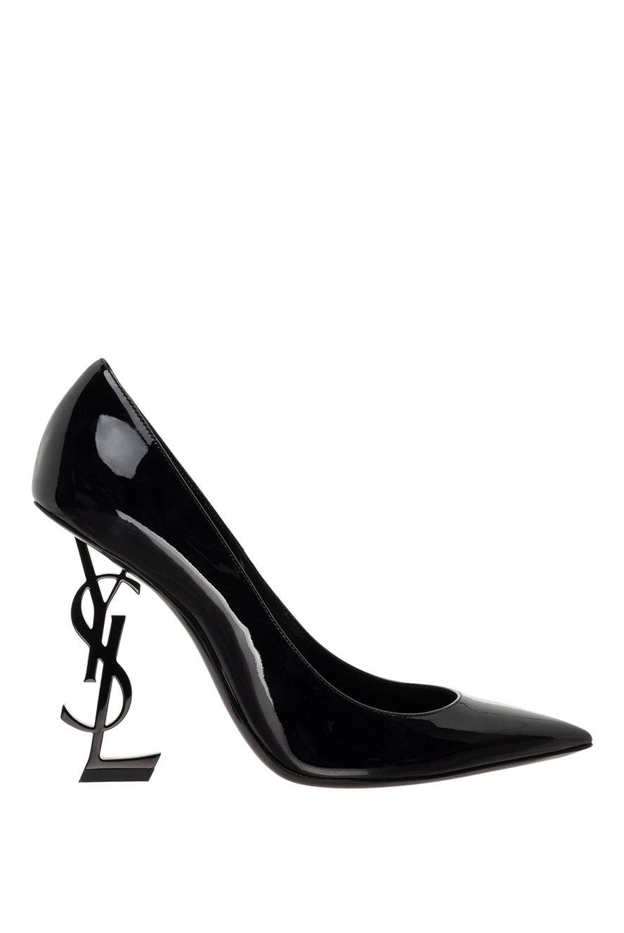 Saint Laurent black leather shoes with a high opyum heel