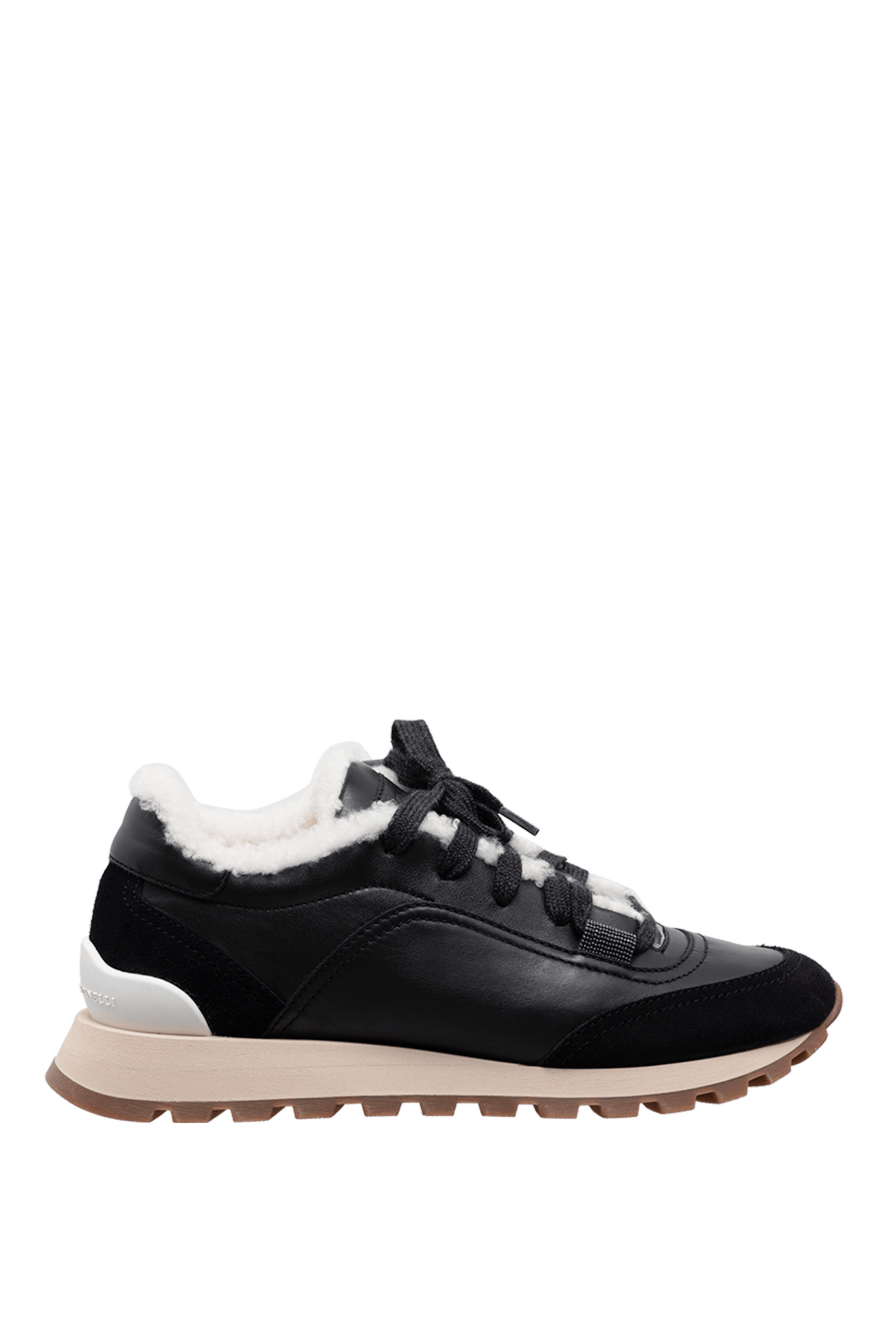 Brunello Cucinelli black leather sneakers for women 175736 — Women