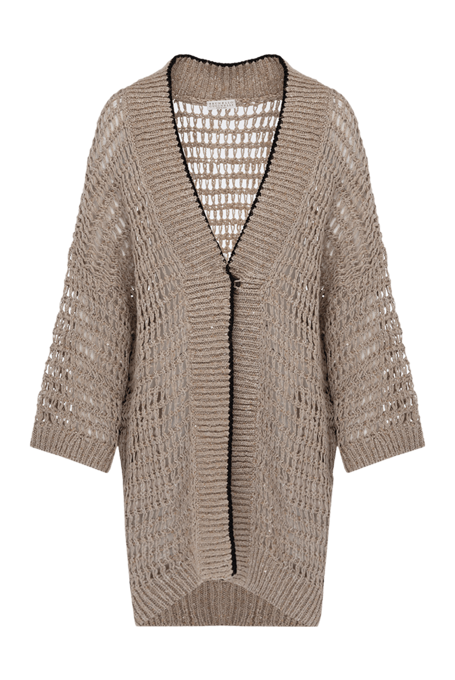 BRUNELLO CUCINELLI モニーレボール 畦編みカーディガン S 178231-1_1.png