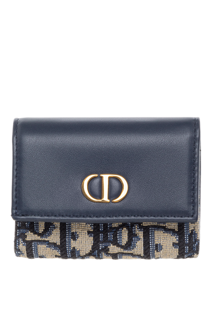 Dior veronia wallet in blue jacquard and smooth calfskin 185048