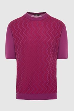 Short sleeve jumper in cotton and wool burgundy for men