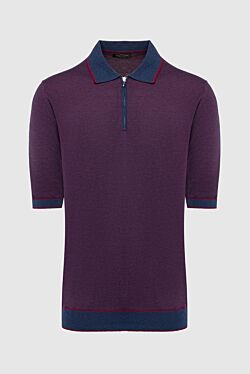 Cotton and silk polo burgundy for men