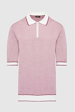 Cotton and silk polo shirt pink for men