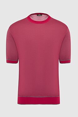 Jumper with short sleeves made of cotton and silk, burgundy for men