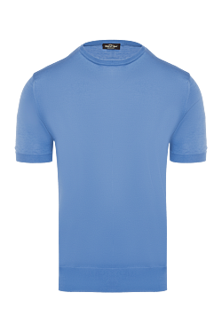 Blue short sleeve silk jumper for men