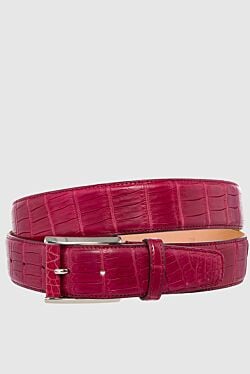 Red crocodile leather belt for men