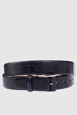 Crocodile leather belt blue for men