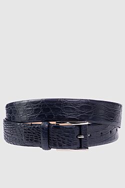 Crocodile leather belt blue for men